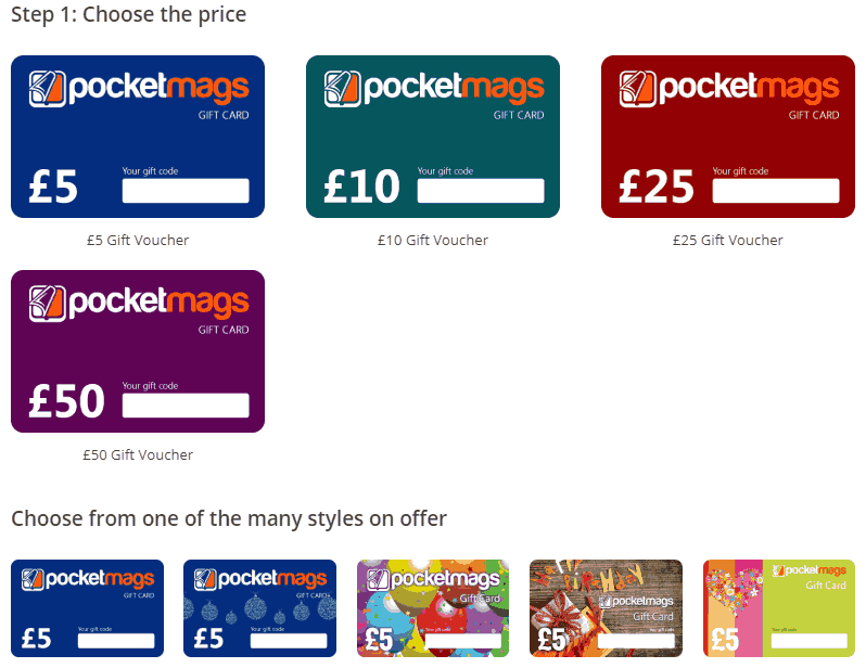 Pocketmags gift cards